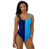 The Bauhaus Series (Light Blue and Navy) One-Piece Swimsuit light blue navy front art concierge clothing jpg