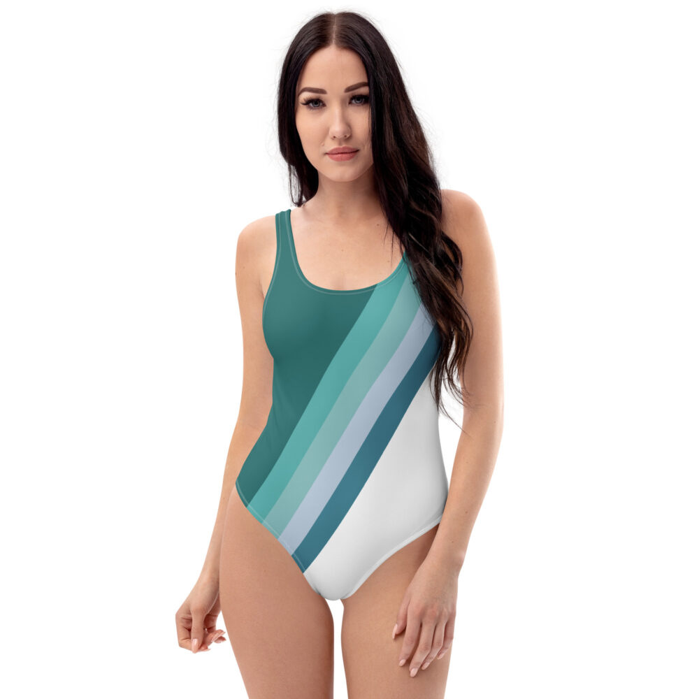 The Stripes Series (Seafoam) One-Piece Swimsuit seafoam front art concierge clothing jpg