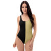 The Bauhaus Series (Khaki and Black) One-Piece Swimsuit black khaki front art concierge clothing jpg