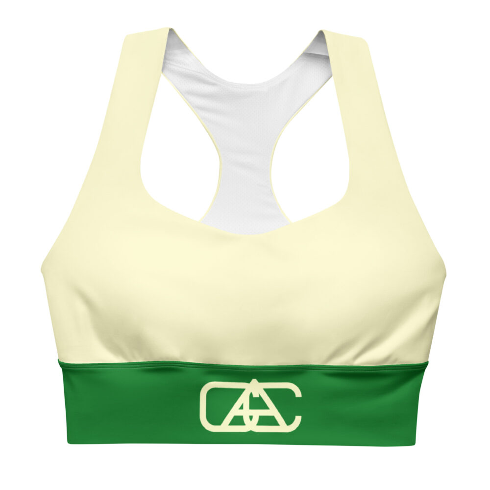 The Bauhaus Series (Cream and Bright Green) Longline Sports Bra cream and bright green front art concierge clothing jpg