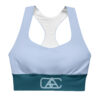 The Bauhaus Series (Grey and Teal) Longline Sports Bra grey and teal front art concierge clothing jpg