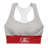 The Bauhaus Series (Silver and Crimson) Longline Sports Bra silver and crimson front art concierge clothing jpg