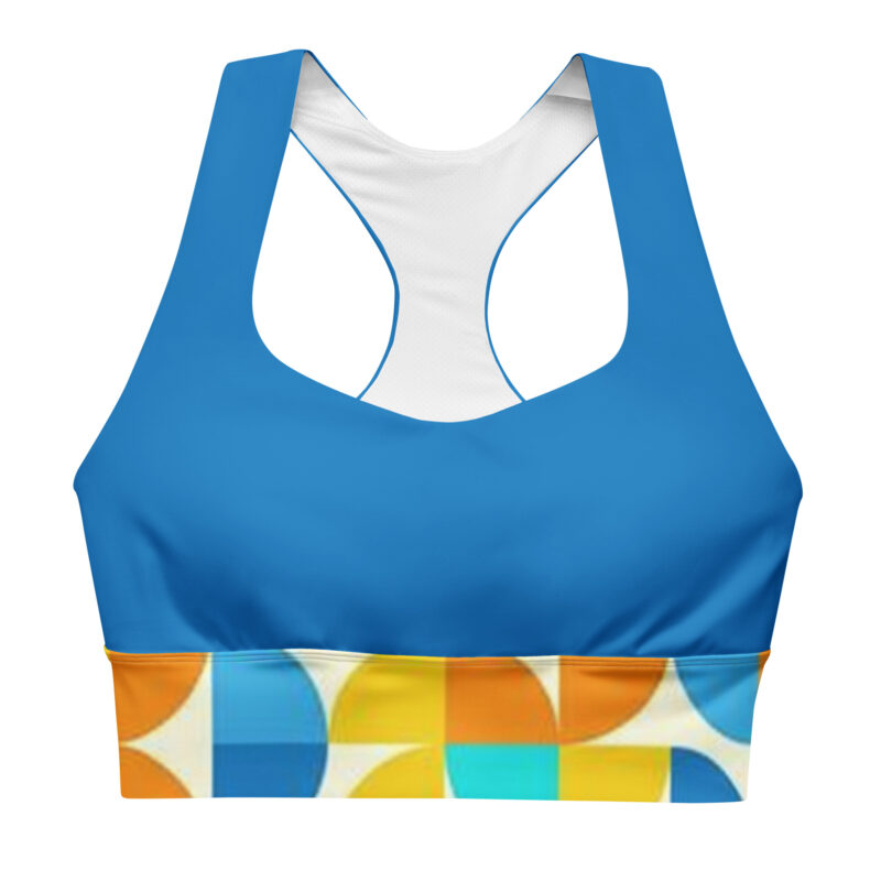 The Bauhaus Series (Circles) womens longline bra blue yellow white front art concierge clothing jpg The Bauhaus Series (Circles) womens longline bra blue yellow white front art concierge clothing jpg