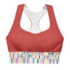 The Art Series (Multi-Colored Lines) Longline bra red white front art concierge clothing jpg