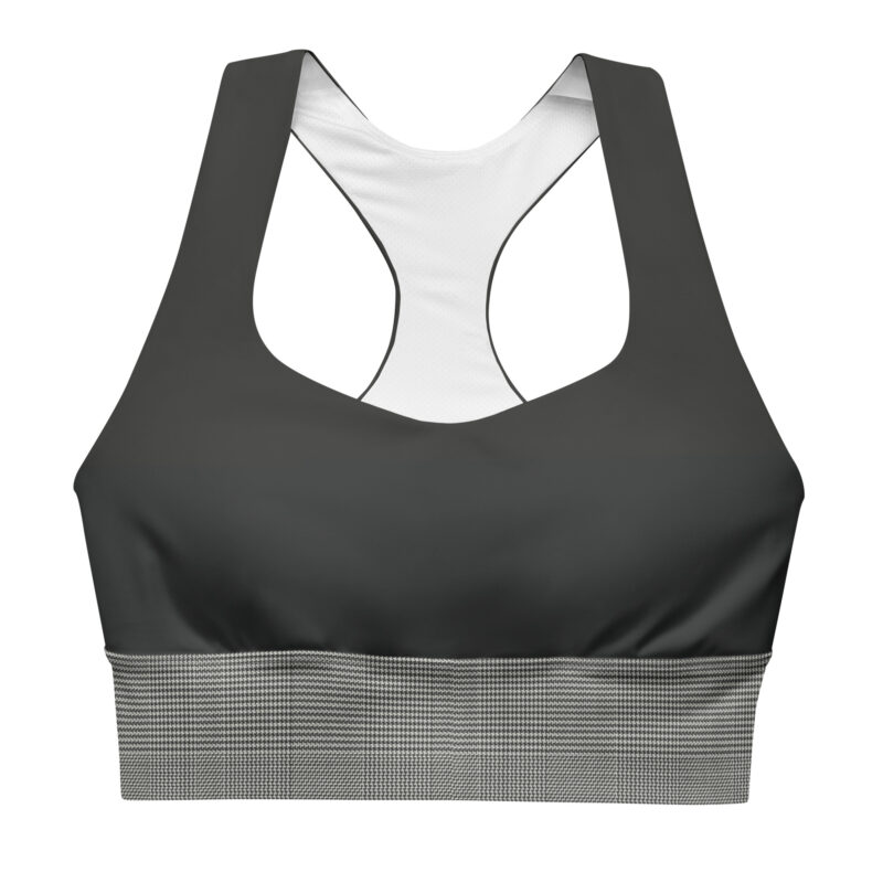 Tartan Series (Glenn Plaid) Longline Sports Bra grey plaid front art concierge clothing jpg Tartan Series (Glenn Plaid) Longline Sports Bra grey plaid front art concierge clothing jpg