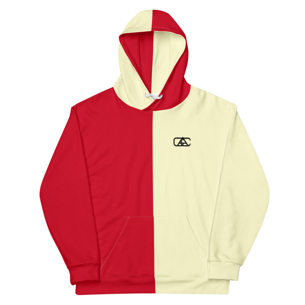 The Bauhaus Series (Cream and Cherry Red) Hoodie cream cherry red front art concierge clothing JPG