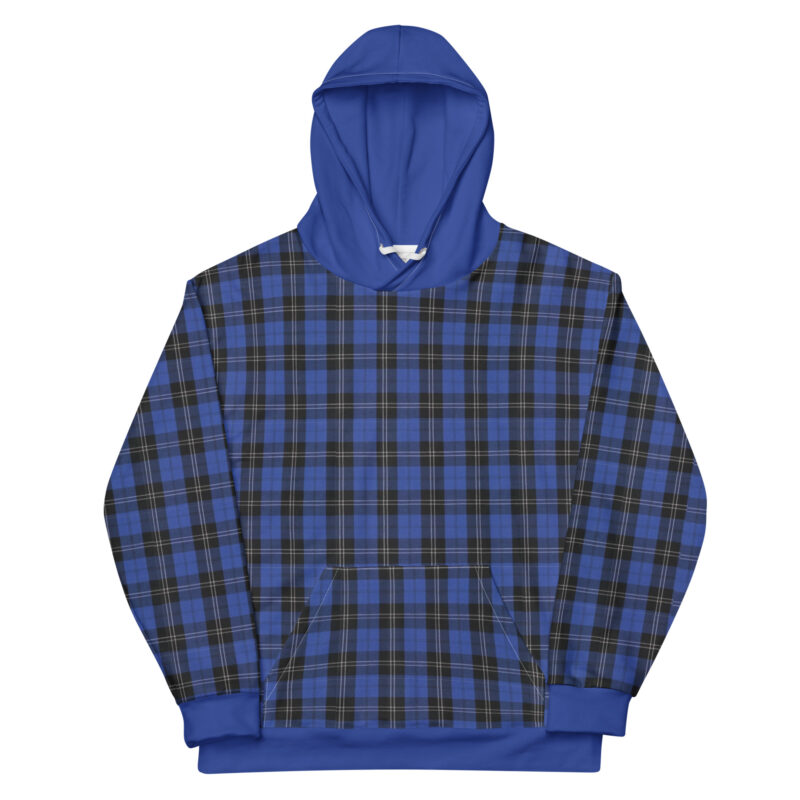 The Tartan Series (House of Wales) Hoodie blue tartan front art concierge clothing jpg