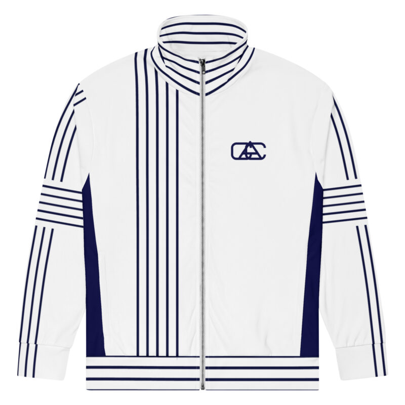 The Stripes Series (Vertical White) track jacket navy blue white front art concierge clothing JPG