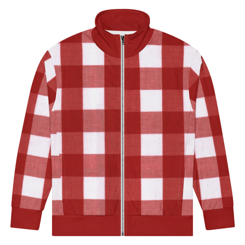 The Stripes Series (Gingham Red) Track Jacket red white front art concierge clothing jpg