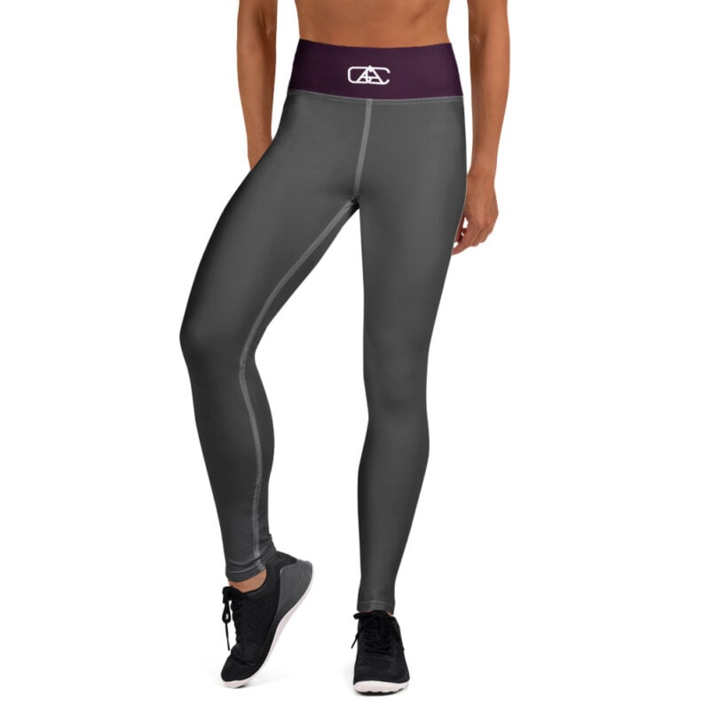The Bauhaus Series (Plum and Grey) Yoga Leggings plum and grey front art concierge clothing jpg