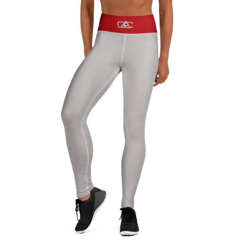 The Bauhaus Series (Silver and Crimson) Yoga Leggings silver and crimson front art concierge clothing jpg