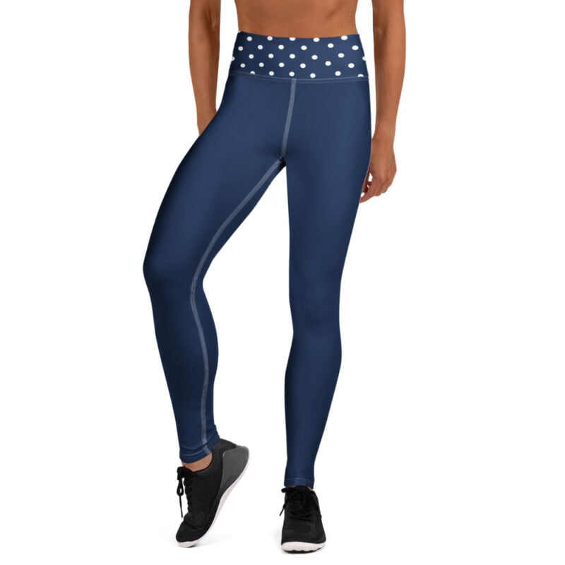The Bauhaus Series (Pocka Dots) Yoga Leggings blue white front art concierge clothing jpg