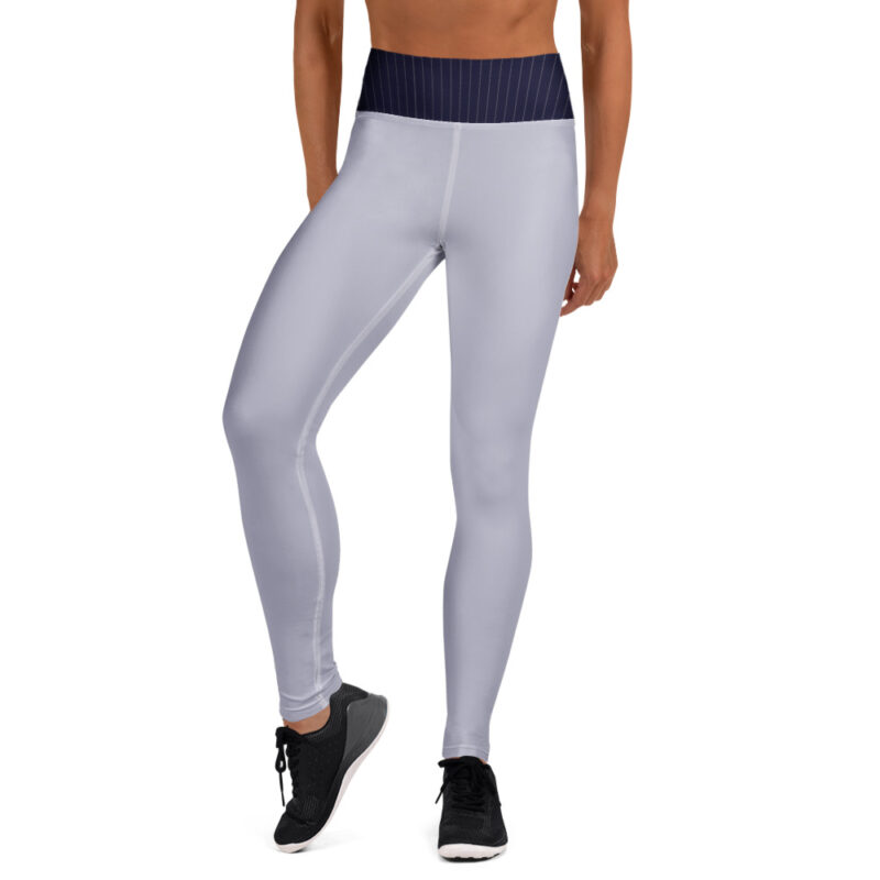 The Stripes Series (Pinstripes) Yoga Leggings blue grey front art concierge clothing jpg