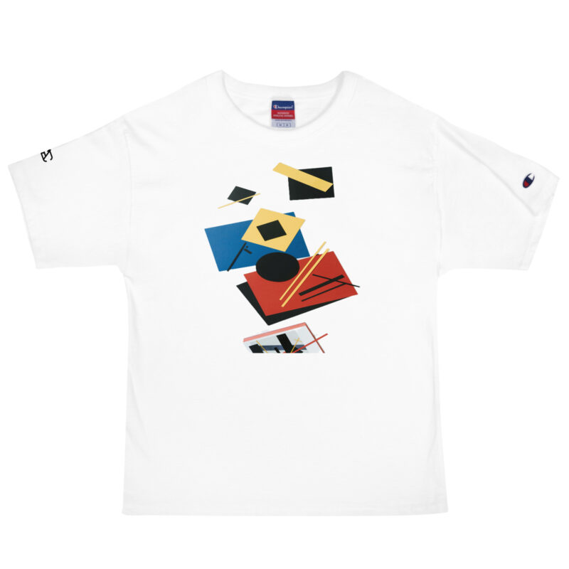 The Art Series (Geometric Abstract) Champion T-Shirt blue red black white front art concierge clothing jpg