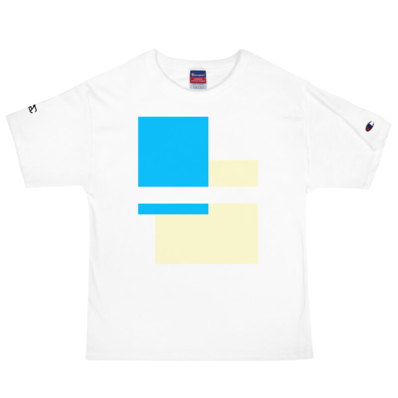 The Bauhaus Series (Cream and Deep Blue Sky) Champion T-Shirt cream blue white front art concierge clothing jpg The Bauhaus Series (Cream and Deep Blue Sky) Champion T-Shirt cream blue white front art concierge clothing jpg