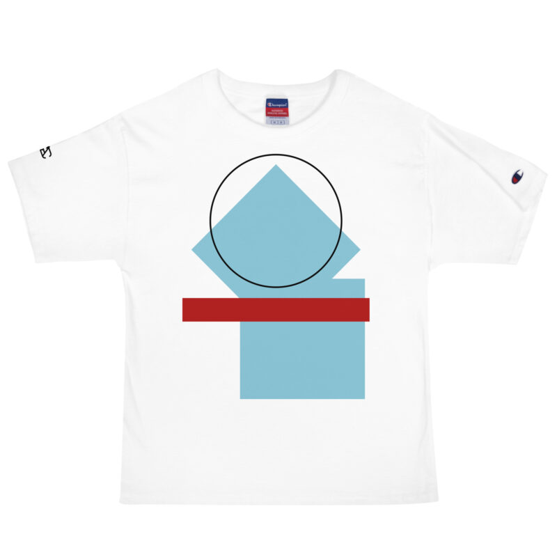 The Bauhaus Series (Light Blue) Champion T-Shirt light blue red white front art concierge clothing jpg The Bauhaus Series (Light Blue) Champion T-Shirt light blue red white front art concierge clothing jpg