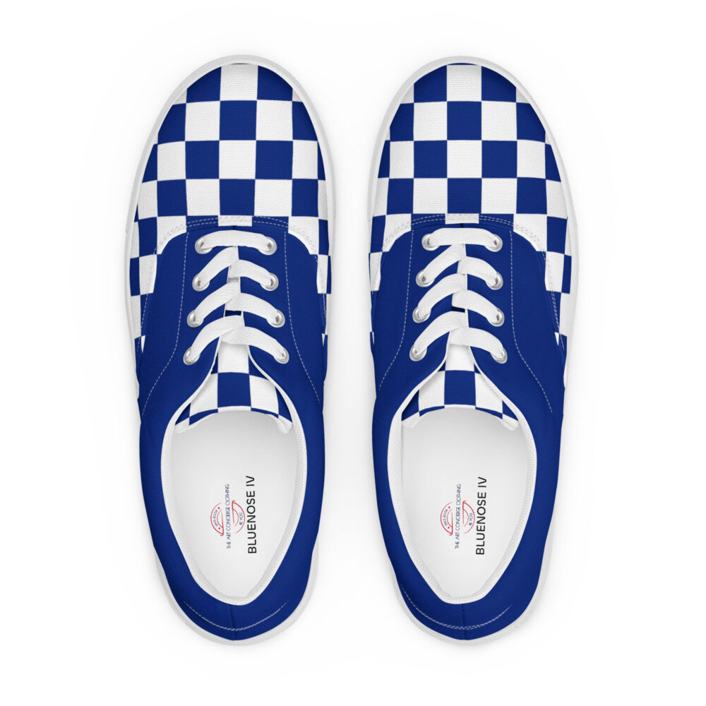 The Nautical Series (Bluenose IV) Blue Men’s Lace-up Deck Shoes blue white front art concierge clothing jpg
