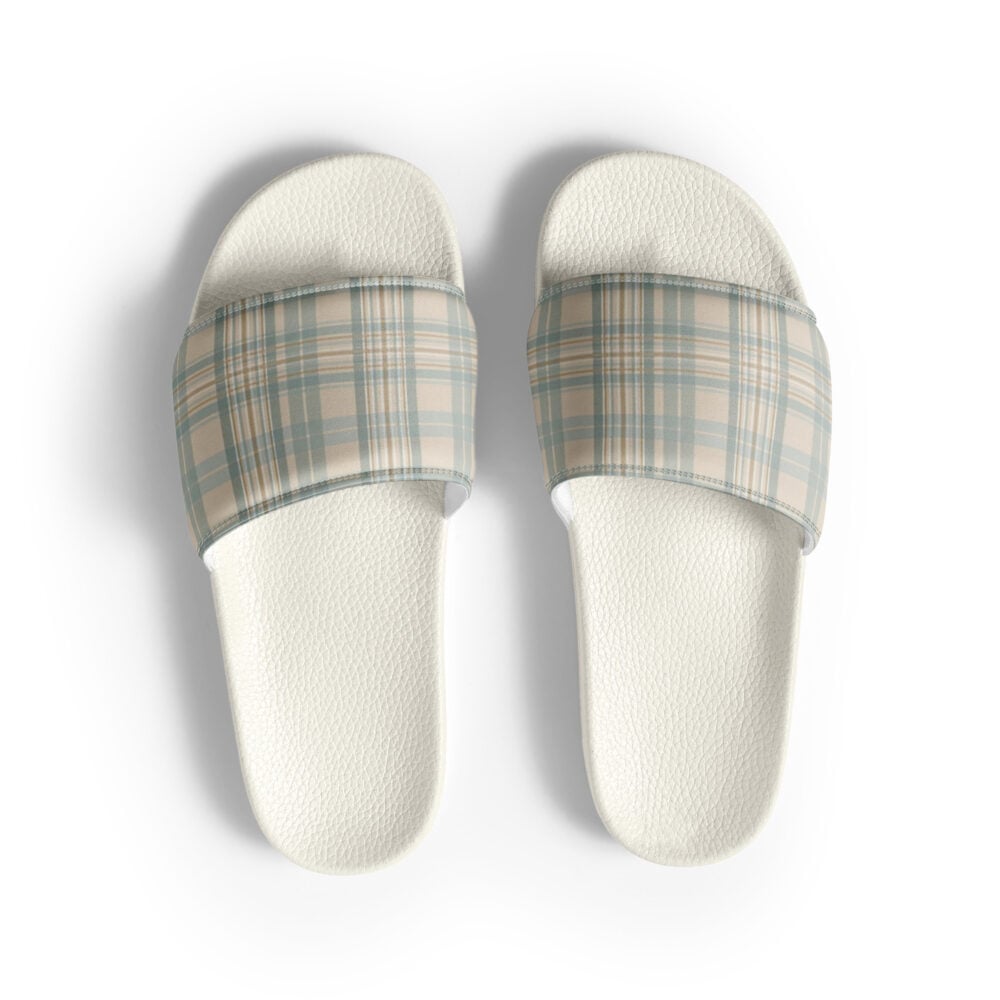 The Tartan Series (Austin Light Blue) Slides light blue tan white front art concierge clothing jpg