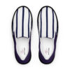 The Stripes Series (Vertical White with Navy) Men’s Slip-on Deck Shoes navy white black front art concierge clothing jpg