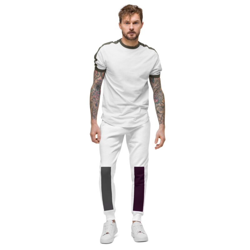 The Bauhaus Series (Plum and Grey) Fleece Sweatpants plum grey white front art concierge clothing jpg