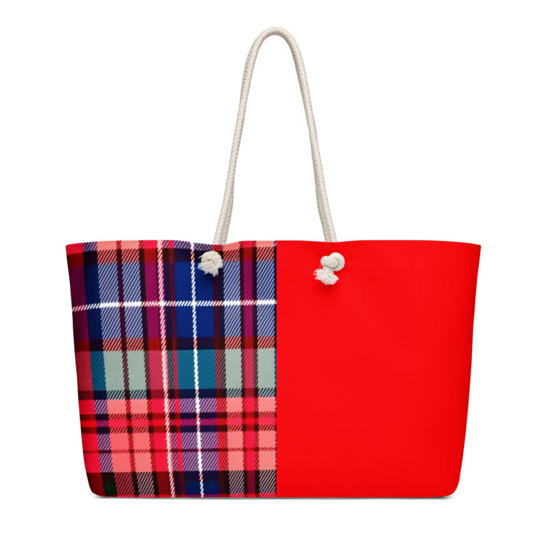 The Tartan Series (Macpherson) Weekender Bag black red blue front art concierge clothing JPG The Tartan Series (Macpherson) Weekender Bag black red blue front art concierge clothing JPG
