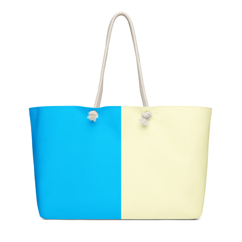 The Bauhaus Series (Cream and Deep Blue Sky) Weekender Bag cream blue front art concierge clothing JPG