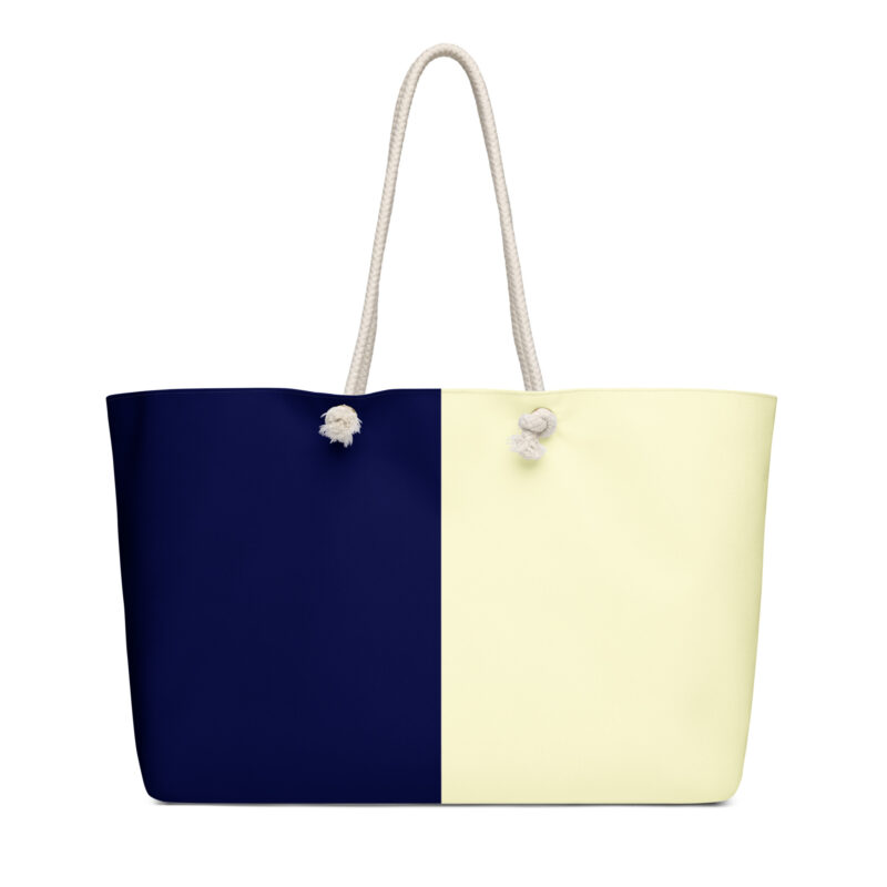 The Bauhaus Series (Cream and Navy Blue) Weekender Bag cream navy blue front art concierge clothing JPG The Bauhaus Series (Cream and Navy Blue) Weekender Bag cream navy blue front art concierge clothing JPG