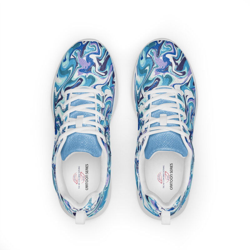 The Cartoon Series (Blue Marble) Women’s Athletic Shoes blue white front art concierge clothing jpg