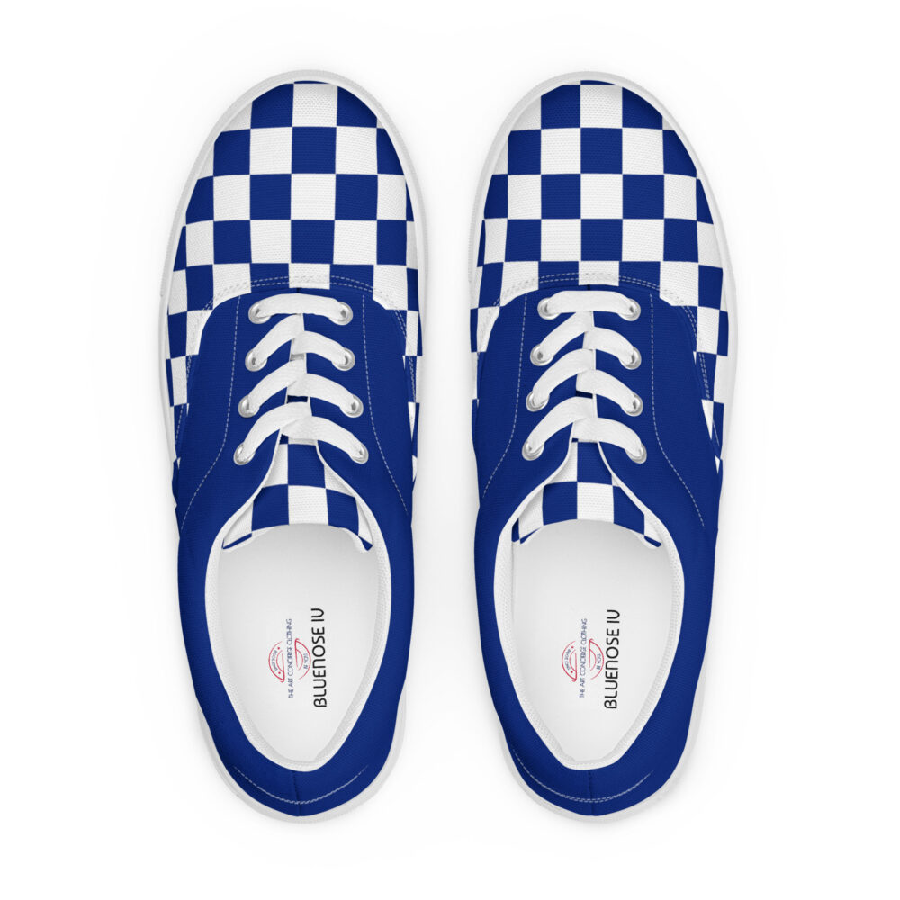 The Nautical Series (Bluenose IV) Blue Women’s Lace-up Deck Shoes blue white front art concierge clothing jpg