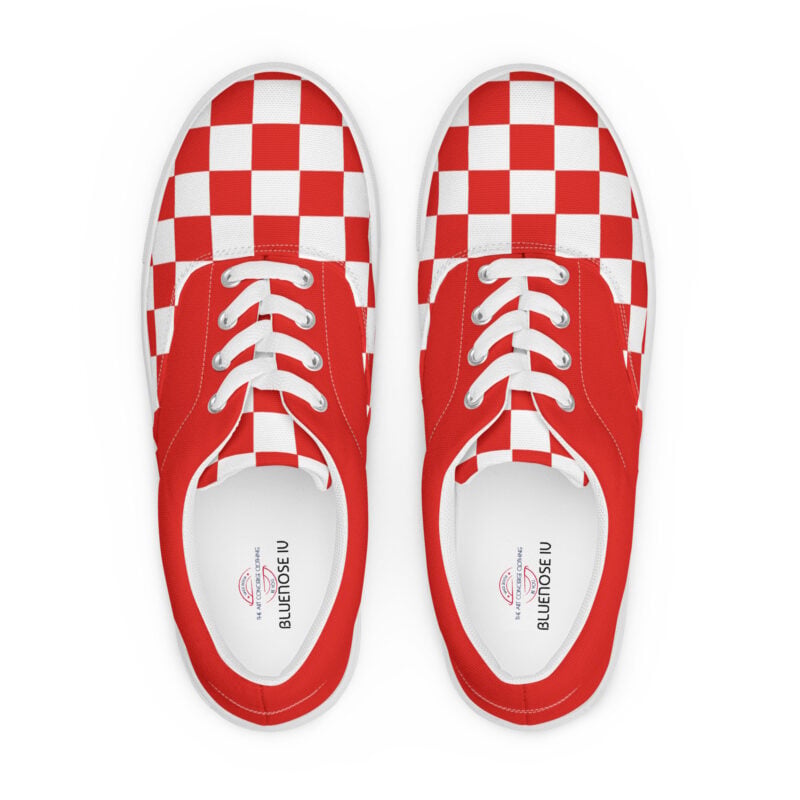The Nautical Series (Bluenose IV) Red Men’s Lace-up Deck Shoes red white front art concierge clothing jpg