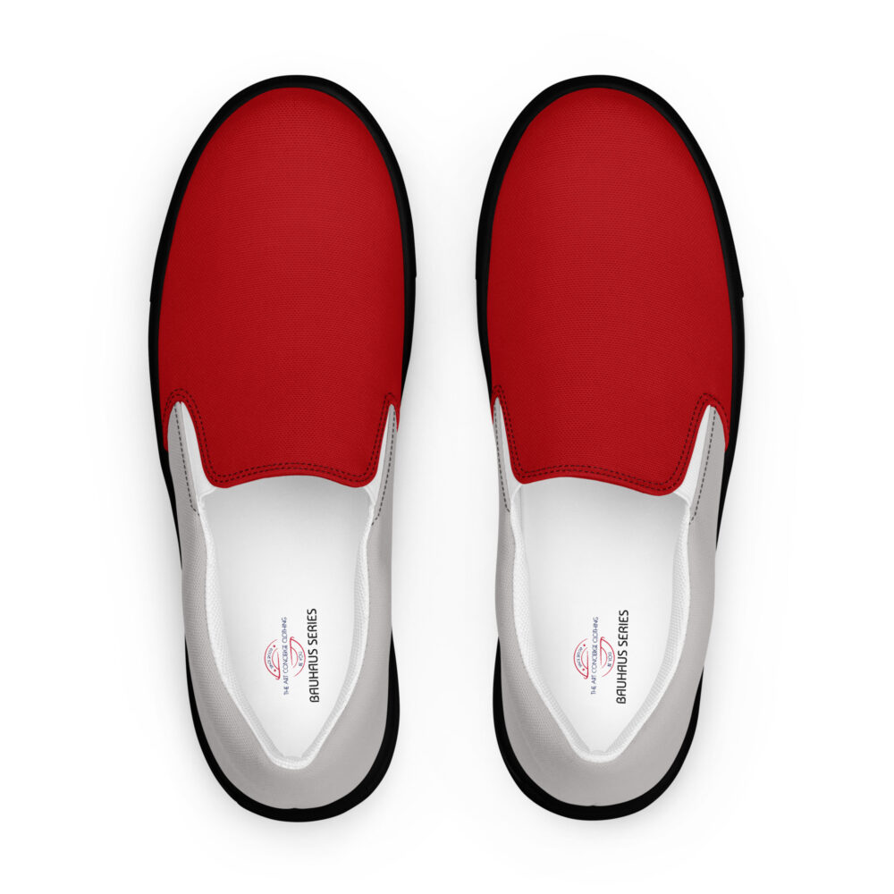 The Bauhaus Series (Silver and Crimson) Women’s Slip-on Canvas Shoes silver crimson black front art concierge clothing jpg