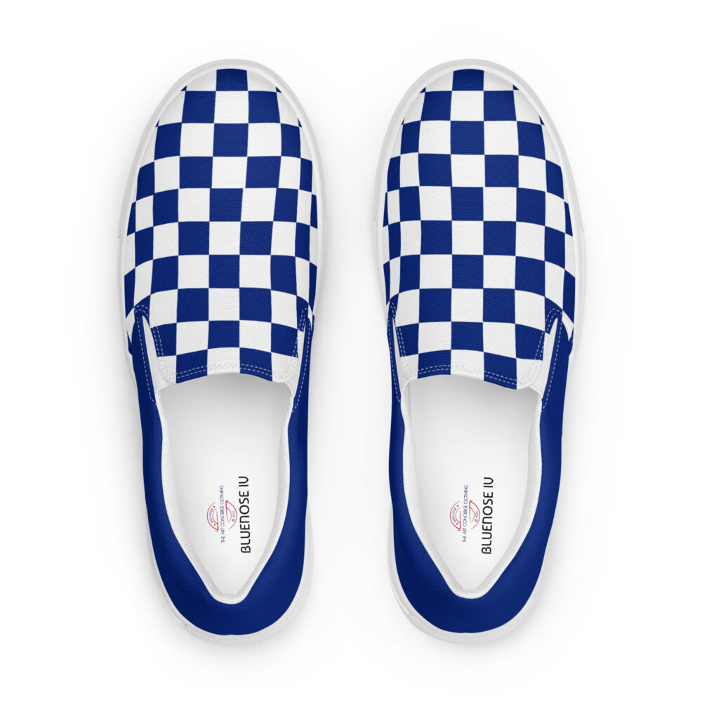 The Nautical Series (Bluenose IV) Blue Women’s slip-o Deck Shoes blue white front art concierge clothing jpg