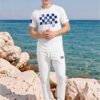 Booker Limestone Rocks Booker Limestone Rocks The Nautical Series (Bluenose IV) Champion T-shirt Fleece Joggers Canvas Deck Shoes Blue White front art concierge clothing JPG