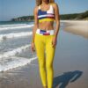Melody Ocean Breeze The Art Series (Four Squares) Longline Sports Bra yoga leggings canvas deck shoes red yellow blue black white front art concierge clothing jpg