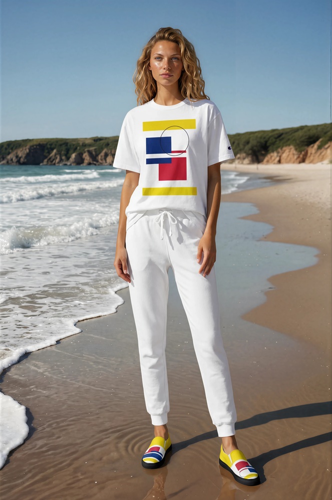 Melody Ocean Breeze The Art Series (Four Squares) Champion T-Shirt fleece joggers canvas decks shoes yellow blue red black white front art concierge clothing jpg