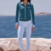 Natalia Azure Coast The Bauhaus Series (Grey and Teal) track jacket yoga leggings canvas deck shoes grey teal white front art concierge clothing JPG