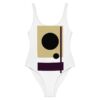 The Bauhaus Series (Khaki and Black Circles) One Piece Swimsuit khaki black white front art concierge clothing