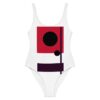 The Bauhaus Series (Red and Black Circles) One Piece Swimsuit black red white front art concierge clothing The Bauhaus Series (Red and Black Circles) One Piece Swimsuit black red white front art concierge clothing