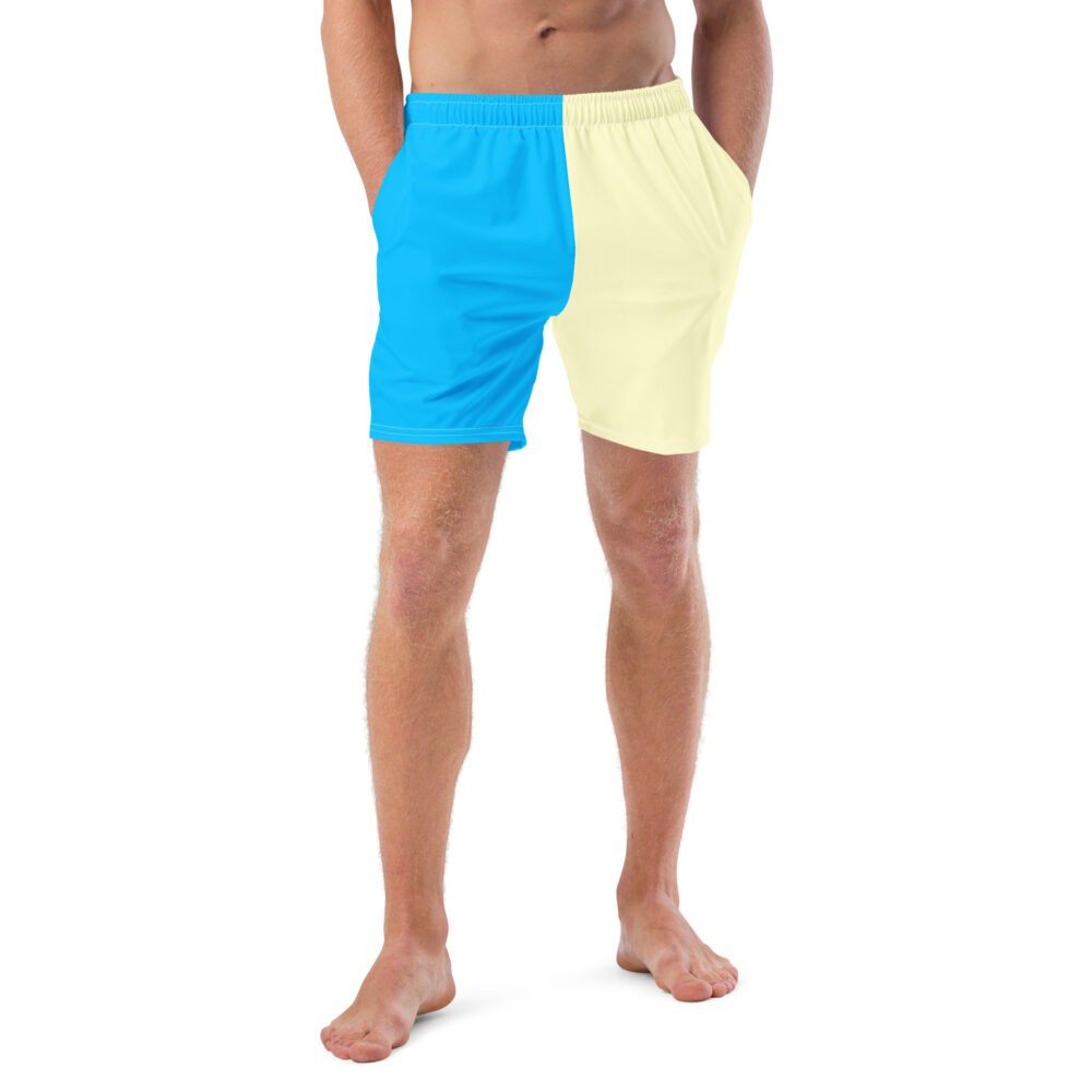The Bauhaus Series (Cream and Deep Blue Sky) Swim Trunks cream blue front art concierge clothing jpg
