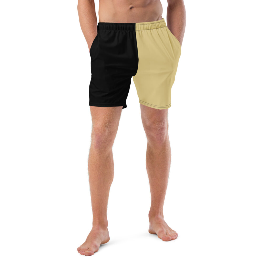 The Bauhaus Series (Khaki and Black) Swim Trunks khaki and black front art concierge clothing jpg