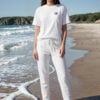 Devon Ocean Breeze A PLAIN SET OF FLEECE SWEATPANTS champion t shirt white front art concierge clothing jpg