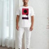 Sebastian Lofty Look The Bauhaus Series (Red and Black Circles) Champion T-Shirt fleece joggers high tops red black white front art concierge clothing jpg