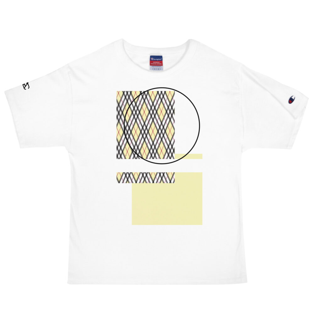 The Tartan Series (Light Mustard) Champion T-Shirt light mustard white front art concierge clothing jpg