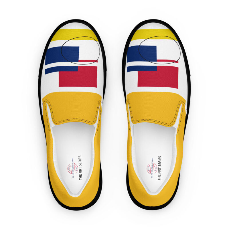 The Art Series (Four Square) Men’s Slip-on Canvas Shoes red blue yellow white black front art concierge clothing jpg