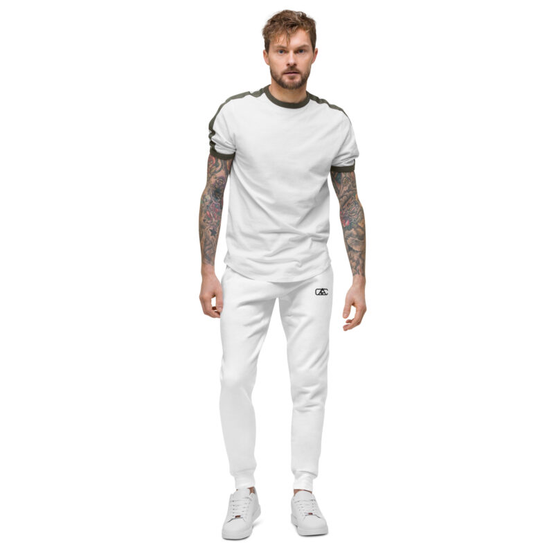 A PLAIN SET OF FLEECE SWEATPANTS white front art concierge clothing jpg
