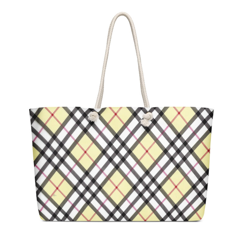 The Tartan Series (Light Mustard) Weekender Bag light mustard black front 24x13 front art concierge clothing jpg The Tartan Series (Light Mustard) Weekender Bag light mustard black front 24x13 front art concierge clothing jpg