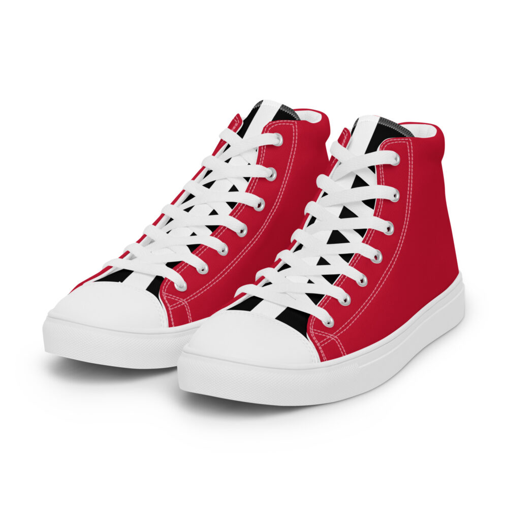 The Bauhaus Series (Red and Black Circles) Women’s High Top Canvas Shoes red black white front art concierge clothing JPG