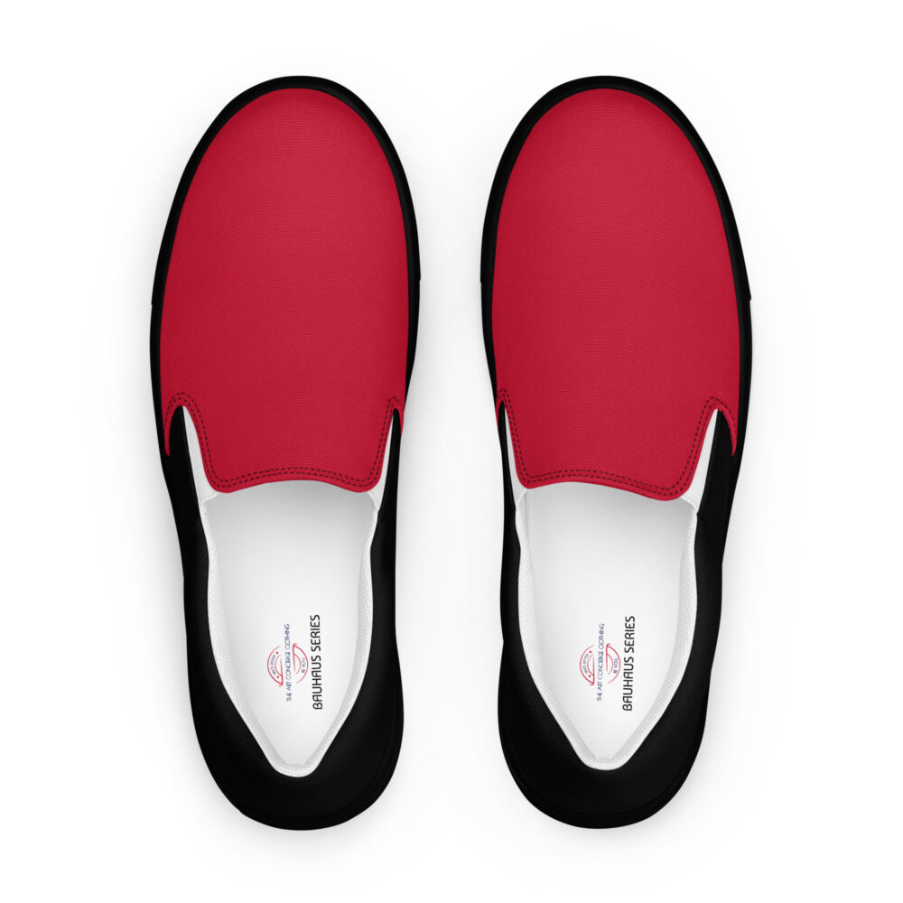 The Bauhaus Series (Red and Black Circles) Women’s Slip-on Canvas Shoes red black front art concierge clothing jpg