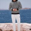 Elis Azure Coast The Art Series (Houndstooth) Hoodie fleece joggers canvas deck shoes houndstooth black white front art concierge clothing jpg
