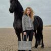Melody with a horse The Art Series (Houndstooth) Track Jacket yoga leggings weekender bag canvas deck shoes brown white front art concierge clothing jpg